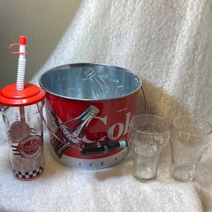 Coca-Cola collectible bundle 75th anniversary‎ glasses,tin and sports bottle